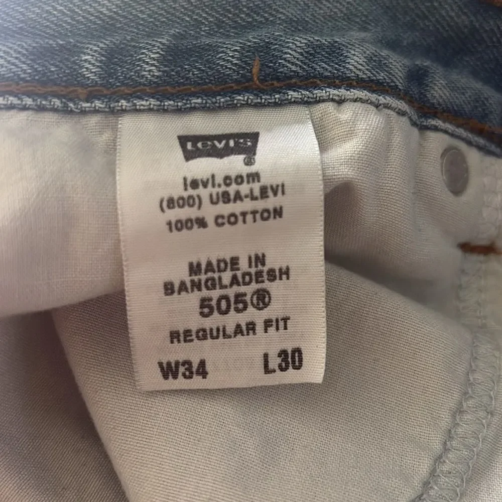 Levi's Regular Fit 505 W 34 L 30 Light Wish Rigid Jeans Men's VTG